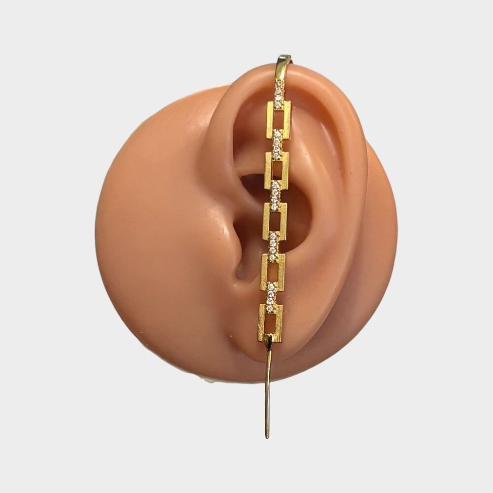 Gold Crystal Ear Climber Earring